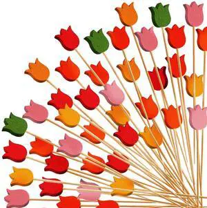 200 Pcs Tulip Cocktail Picks for Appetizers | Long Toothpicks for Drinks and Fruit, Fancy Bamboo Skewers, Disposable Food Sticks, for Summer Holiday Birthday Party 200 Pcs Tulip Cocktail Picks for Appetizers | Long Toothpicks for Drinks and Fruit, Fancy Bamboo Skewers, Disposable Food Sticks, for Summer Holiday Birthday Party