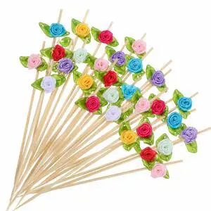 100 Pcs Rose Flower Cocktail Picks 4.7 Inch Multicolor Long Bamboo Fancy Toothpicks Handmade Flower Appetizer Skewers Cute Flowers Toothpick for Decorative Wedding Appetizers Food Fruit and Drink 100 Pcs Rose Flower Cocktail Picks 4.7 Inch Multicolor Long Bamboo Fancy Toothpicks Handmade Flower Appetizer Skewers Cute Flowers Toothpick for Decorative Wedding Appetizers Food Fruit and Drink