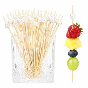 100-Pcs Cocktail Picks, 4.7 Inch Fancy Toothpicks for Appetizers, Bamboo White Pearl Skewers for Appetizers, Drinks, Charcuterie Boards, Fruit, Wedding Party Food Picks Decorative 100-Pcs Cocktail Picks, 4.7 Inch Fancy Toothpicks for Appetizers, Bamboo White Pearl Skewers for Appetizers, Drinks, Charcuterie Boards, Fruit, Wedding Party Food Picks Decorative