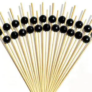 100 Pcs Black Pearl Cocktail Pick,Fancy Toothpick for Appetizer | 4.7 Inch Long Bambo Skewer for Fruit Food Dessert charcuterie boards accessories,Wedding Bridal Shower Decoration 100 Pcs Black Pearl Cocktail Pick,Fancy Toothpick for Appetizer | 4.7 Inch Long Bambo Skewer for Fruit Food Dessert charcuterie boards accessories,Wedding Bridal Shower Decoration