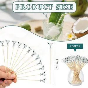 200PCS Martini Cocktail Picks Fancy Toothpicks for Appetizers Bamboo Fruit Food Long Cocktail Appetizer Skewers Sticks Cupcake Toppers for Summer Martini Party Supplies 200PCS Martini Cocktail Picks Fancy Toothpicks for Appetizers Bamboo Fruit Food Long Cocktail Appetizer Skewers Sticks Cupcake Toppers for Summer Martini Party Supplies