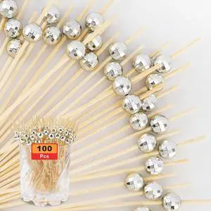 Cocktail Picks, Toothpicks for Appetizers 100PCS, Fancy Tooth Picks, 4.7 Inches Skewers for Fruit Kabobs, Silver Disco Party Supplies, Bamboo Sticks for Fruit Drinks Food Charcuterie Cocktail Garnish Cocktail Picks, Toothpicks for Appetizers 100PCS, Fancy Tooth Picks, 4.7 Inches Skewers for Fruit Kabobs, Silver Disco Party Supplies, Bamboo Sticks for Fruit Drinks Food Charcuterie Cocktail Garnish
