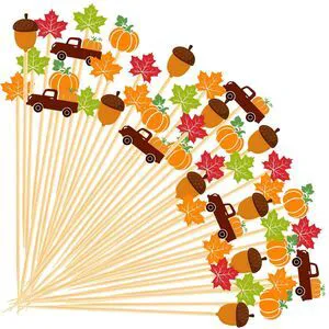 Fall Cocktail Picks 200 Pcs Bamboo Toothpicks Thanksgiving Sticks | Autumn Pumpkins Maple Leaf Party Decoration for Fruit Skewers Sandwich Appetizer Drink Fall Cocktail Picks 200 Pcs Bamboo Toothpicks Thanksgiving Sticks | Autumn Pumpkins Maple Leaf Party Decoration for Fruit Skewers Sandwich Appetizer Drink