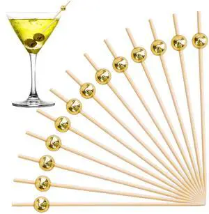 500 Counts Cocktail Picks, 4.7 Inch Bamboo Toothpicks, Fancy Appetizer Skewers with Gold Pearl for Drinks, Fruit, Desserts, Charcuterie, Wedding Party Decoration 500 Counts Cocktail Picks, 4.7 Inch Bamboo Toothpicks, Fancy Appetizer Skewers with Gold Pearl for Drinks, Fruit, Desserts, Charcuterie, Wedding Party Decoration