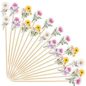 300 Pcs Wildflower Cocktail Picks Appetizer Toothpicks, 4.7 in | Bamboo Decorative Food Skewers, Sandwich Fruit Appetizer Charcuterie, Cute Toothpicks Party Supplies Birthday Wedding 300 Pcs Wildflower Cocktail Picks Appetizer Toothpicks, 4.7 in | Bamboo Decorative Food Skewers, Sandwich Fruit Appetizer Charcuterie, Cute Toothpicks Party Supplies Birthday Wedding