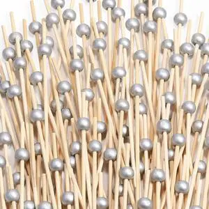 200 Pcs Cocktail Picks, Fancy Toothpicks for Appetizers, Mini Food Picks | Bamboo Cocktail Sticks Skewers for Drinks, Desserts, Charcuterie, 4.7 Inch Decorative Wedding Party Silver Ball Tooth Picks 200 Pcs Cocktail Picks, Fancy Toothpicks for Appetizers, Mini Food Picks | Bamboo Cocktail Sticks Skewers for Drinks, Desserts, Charcuterie, 4.7 Inch Decorative Wedding Party Silver Ball Tooth Picks