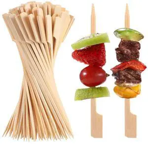 200 PCS Bamboo Skewers for Appetizers, 4.7 Inch Toothpicks Cocktail Picks | Mini Food Sticks for Drinks, Fruit Kababs, Sausage, Barbecue Snacks, Natural Wooden Paddle Skewer, Charcuterie Accessories 200 PCS Bamboo Skewers for Appetizers, 4.7 Inch Toothpicks Cocktail Picks | Mini Food Sticks for Drinks, Fruit Kababs, Sausage, Barbecue Snacks, Natural Wooden Paddle Skewer, Charcuterie Accessories