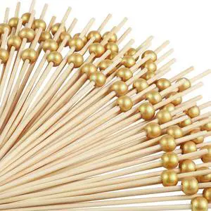 200 PCS Gold Cocktail Toothpicks for Appetizers, Coctail Skewers Sticks | Natural Bamboo Pearl Decorative Cocktail Tooth Picks for Drinks, Fruit, Charcuterie, Wedding Food Party Fancy 4.7 Inch Long 200 PCS Gold Cocktail Toothpicks for Appetizers, Coctail Skewers Sticks | Natural Bamboo Pearl Decorative Cocktail Tooth Picks for Drinks, Fruit, Charcuterie, Wedding Food Party Fancy 4.7 Inch Long