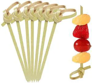 200 Pack Bamboo Knot Cocktail Picks 3.5 Inch, Long Fancy Toothpicks with Looped Knot, Food Picks for Appetizers Christmas Wedding Party Food Fruit Drinks Garnish Skewer Sticks (3.5 In) 200 Pack Bamboo Knot Cocktail Picks 3.5 Inch, Long Fancy Toothpicks with Looped Knot, Food Picks for Appetizers Christmas Wedding Party Food Fruit Drinks Garnish Skewer Sticks (3.5 In)