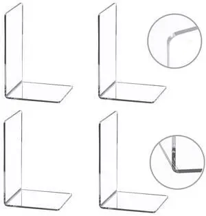 4 Pieces Bookends,Clear Acrylic Bookends for Shelves,Heavy Duty Book Ends and Desktop Organizer,Book Stopper for Books/Movies/CDs,7.3x4.8x4.8 inch 4 Pieces Bookends,Clear Acrylic Bookends for Shelves,Heavy Duty Book Ends and Desktop Organizer,Book Stopper for Books/Movies/CDs,7.3x4.8x4.8 inch