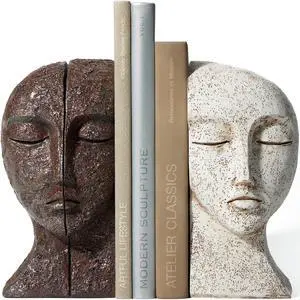 Heavy Duty Bookends for Heavy Books, Book Ends for Shelves, Unique Decorative Book Ends, Aesthetic Bookshelf Decor, Modern Home Decor Sculptural Book Holder/Book Stoppers, The Tranquil Faces Heavy Duty Bookends for Heavy Books, Book Ends for Shelves, Unique Decorative Book Ends, Aesthetic Bookshelf Decor, Modern Home Decor Sculptural Book Holder/Book Stoppers, The Tranquil Faces