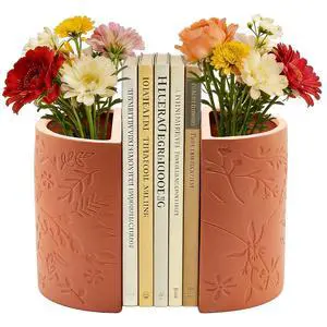 Decorative Bookends, Terracotta Flower Pot Book Ends for Shelves | Kitchen Bookends Novelty Plant Pot Holder, Office Book Shelf Accessories with Funny Indoor Plants Pot Decorative Bookends, Terracotta Flower Pot Book Ends for Shelves | Kitchen Bookends Novelty Plant Pot Holder, Office Book Shelf Accessories with Funny Indoor Plants Pot