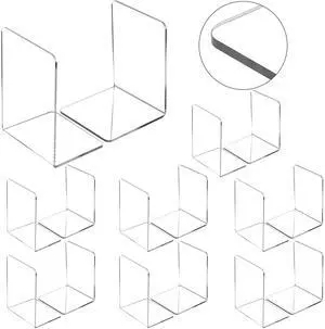 Clear Acrylic Book Ends for Shelves Heavy Duty L Shaped, 16 Pcs | Transparent Bookends, Dividers Files Stopper, Library Office Organizer, School Home Storage, Holds Cds Movies Clear Acrylic Book Ends for Shelves Heavy Duty L Shaped, 16 Pcs | Transparent Bookends, Dividers Files Stopper, Library Office Organizer, School Home Storage, Holds Cds Movies