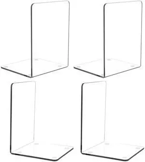 2 Pair Plastic Acrylic Bookends Pair Organizer Bookshelf Decor Decorative Bedroom Library Office School Supplies Stationery Gift (3.54x4.72x6.7 Inch) | 4 Piece, 6.7 x 4.72, Smooth Edge 2 Pair Plastic Acrylic Bookends Pair Organizer Bookshelf Decor Decorative Bedroom Library Office School Supplies Stationery Gift (3.54x4.72x6.7 Inch) | 4 Piece, 6.7 x 4.72, Smooth Edge