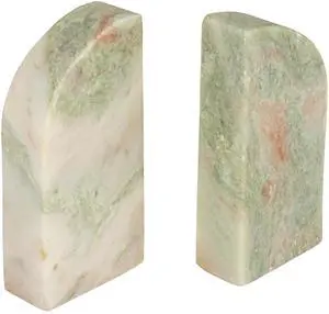 Half Arch Marble Bookends, Green Half Arch Marble Bookends, Green