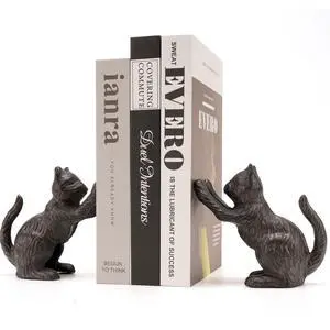 Cat Decorative Bookends, Unique Book Ends to Hold Books Heavy Duty for Office Desk, Vintage Antique Black Home Decor, Shelf Decoration, Modern Living Room Decor Cat Decorative Bookends, Unique Book Ends to Hold Books Heavy Duty for Office Desk, Vintage Antique Black Home Decor, Shelf Decoration, Modern Living Room Decor