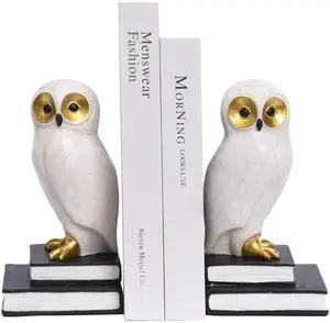 Book Ends for Shelves, Owl Decorative Bookends Bronze Bird Book Stopper Unique Kids Book Holders with Anti-Slip Base Luxurious Bookends for Kids Rooms Office Home Decor(White) Book Ends for Shelves, Owl Decorative Bookends Bronze Bird Book Stopper Unique Kids Book Holders with Anti-Slip Base Luxurious Bookends for Kids Rooms Office Home Decor(White)