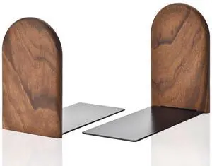 Book Ends, Sturdy Wooden Bookends for Shelves - Heavy Duty Non-Slip Book Organizers, Decorative Bookend Holders for Home Office, Library, Black Walnut Universal Economy Bookend, Small, Brown Book Ends, Sturdy Wooden Bookends for Shelves - Heavy Duty Non-Slip Book Organizers, Decorative Bookend Holders for Home Office, Library, Black Walnut Universal Economy Bookend, Small, Brown