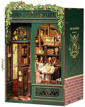 Book Nook Kit - DIY Miniature House Kit for Adults, Teens and Beginners, Dollhouse Booknook Library Tiny House Bookshelf Decor 3D Wooden Puzzle, Gifts for Family, Friends (Owl Bookstore) Book Nook Kit - DIY Miniature House Kit for Adults, Teens and Beginners, Dollhouse Booknook Library Tiny House Bookshelf Decor 3D Wooden Puzzle, Gifts for Family, Friends (Owl Bookstore)