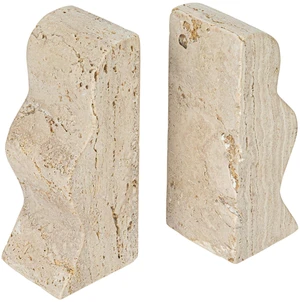 Decorative Travertine Wave Bookends, Natural Decorative Travertine Wave Bookends, Natural