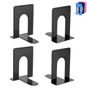 Bookends, Book End Supports Heavy Duty Metal Bookend Support, Book Ends Supports for Shelves Decor Home Office School (2 Pairs/4 Pieces, Black) Bookends, Book End Supports Heavy Duty Metal Bookend Support, Book Ends Supports for Shelves Decor Home Office School (2 Pairs/4 Pieces, Black)