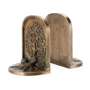 Tree of Life Bookends, Antique Brass, 2 Decorative Bookends for Shelves or Bookcase, Cast Iron, Non-Skid Heavy Bookends, Home Décor Gift Tree of Life Bookends, Antique Brass, 2 Decorative Bookends for Shelves or Bookcase, Cast Iron, Non-Skid Heavy Bookends, Home Décor Gift