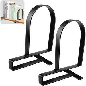 Book Ends for Shelves: Black Metal Book Ends, Heavy Duty Bookend Supports for Shelves, Non-Skid Book Organizer for Home Office School Supplies Book Ends for Shelves: Black Metal Book Ends, Heavy Duty Bookend Supports for Shelves, Non-Skid Book Organizer for Home Office School Supplies