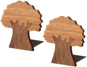 Walnut & Cherry Tree Shaped Book Ends for Shelves | Heavy Duty with Non-Skid Pads, Decorative Book Supports for Home, Office & Library Walnut & Cherry Tree Shaped Book Ends for Shelves | Heavy Duty with Non-Skid Pads, Decorative Book Supports for Home, Office & Library