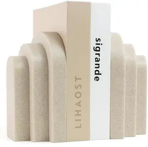 Heavy Duty Bookends for Shelves, Set of 2, Sandstone Beige | Book Ends for Heavy Books, Decorative Book Stopper with Faux Sandstone Finish, Layered Arch Design Bookshelf holder, 6.6 lbs Heavy Duty Bookends for Shelves, Set of 2, Sandstone Beige | Book Ends for Heavy Books, Decorative Book Stopper with Faux Sandstone Finish, Layered Arch Design Bookshelf holder, 6.6 lbs