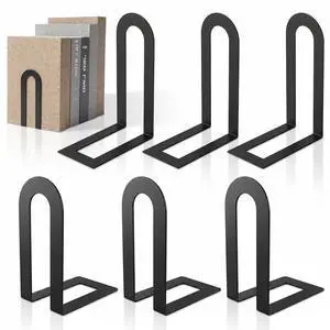 6 Pcs Modern Metal Bookends for Shelves, Metal Small Book Ends Book Shelf Organizer Minimalist Book Ends for Books/Movies/CDs, Decorative Bookends for Home Office, 5.5 x 3.75 x 2.25inch (Black) 6 Pcs Modern Metal Bookends for Shelves, Metal Small Book Ends Book Shelf Organizer Minimalist Book Ends for Books/Movies/CDs, Decorative Bookends for Home Office, 5.5 x 3.75 x 2.25inch (Black)