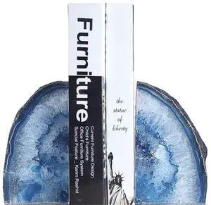 Blue Agate Geode Bookends Anti-Slip Rubber Bumpers Decor 2-3 Lbs | 1 Pair Dyed blue crystal Book ends Book stoppers Polished Stone Book Supports for Bookshelf Desktop Home Office Decor Blue Agate Geode Bookends Anti-Slip Rubber Bumpers Decor 2-3 Lbs | 1 Pair Dyed blue crystal Book ends Book stoppers Polished Stone Book Supports for Bookshelf Desktop Home Office Decor