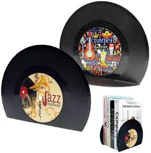 Modern Bookends for Shelves,Retro Vinyl Record Bookends - Vintage Music Decor Bookend Set, Unique Decorative Book Stopper for Home Office & Gifts for Music Lovers(Jazz) Modern Bookends for Shelves,Retro Vinyl Record Bookends - Vintage Music Decor Bookend Set, Unique Decorative Book Stopper for Home Office & Gifts for Music Lovers(Jazz)