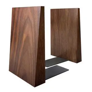 Decorative Bookends-Non Skid Triangle Walnut Bookend 6x5x4in 2Pack | Sturdy triangle design bookends supports heavy textbooks & binders upright, adds elegance to desk shelf in office,study,home Decorative Bookends-Non Skid Triangle Walnut Bookend 6x5x4in 2Pack | Sturdy triangle design bookends supports heavy textbooks & binders upright, adds elegance to desk shelf in office,study,home