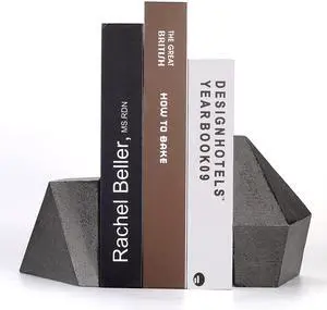 Decorative Bookends, Heavy Duty Cast Iron, Art Shelf Decor, Geometry Abstract Theme (Black) by Ambipolar Decorative Bookends, Heavy Duty Cast Iron, Art Shelf Decor, Geometry Abstract Theme (Black) by Ambipolar
