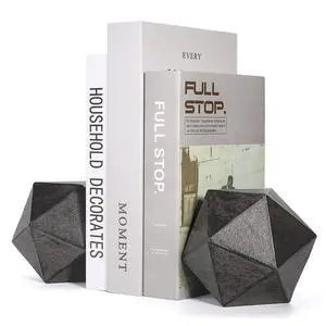 Geometric Decorative Ball Shaped Bookends, Modern Cast Iron Black Bookends for Office Desk, Book Shelf, Room Decor, Home Office, Book Stand or Organizer, Set of 2. Antique Black Geometric Decorative Ball Shaped Bookends, Modern Cast Iron Black Bookends for Office Desk, Book Shelf, Room Decor, Home Office, Book Stand or Organizer, Set of 2. Antique Black