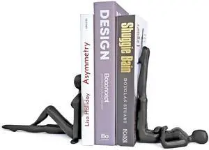 Yoga-Style Black Decorative Bookends, Cast Iron Book Stand to Hold Books Heavy Duty, Book Stoppers for Home Decor, Office Desk, Living Room Decor Yoga-Style Black Decorative Bookends, Cast Iron Book Stand to Hold Books Heavy Duty, Book Stoppers for Home Decor, Office Desk, Living Room Decor