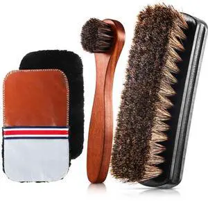 4 Pcs Horsehair Shine Shoes Brush Kit Polish Dauber Applicators Cleaning Leather Shoes Boots Care Brushes Suede Cleaner Brush with Microfiber Shoe Gloves(4 Pcs Style D) 4 Pcs Horsehair Shine Shoes Brush Kit Polish Dauber Applicators Cleaning Leather Shoes Boots Care Brushes Suede Cleaner Brush with Microfiber Shoe Gloves(4 Pcs Style D)