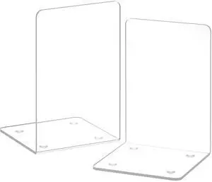 Acrylic Bookends 2 Pieces, VFINE Book Ends for Shelves, Clear Bookends for Shelves Decor Book Ends for Desktop Organizer, Book Stopper for Home Office School Supplies, 7 * 4.8 * 4.75 inch Acrylic Bookends 2 Pieces, VFINE Book Ends for Shelves, Clear Bookends for Shelves Decor Book Ends for Desktop Organizer, Book Stopper for Home Office School Supplies, 7 * 4.8 * 4.75 inch