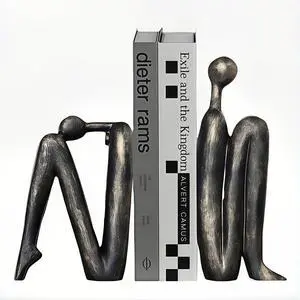 Book Ends for Shelves, Artistic Resin Sculpture Book Stoppers, Minimalist Home Office Decorative Gift for Book Lovers & Designers, Perfect for Bookshelf & Desk Organization, Set of 2 Book Ends for Shelves, Artistic Resin Sculpture Book Stoppers, Minimalist Home Office Decorative Gift for Book Lovers & Designers, Perfect for Bookshelf & Desk Organization, Set of 2
