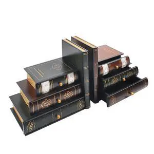 Vintage Wooden Bookends with Drawers Decorative False Book Shelf Organizer for Home, Office, or Library (311) Vintage Wooden Bookends with Drawers Decorative False Book Shelf Organizer for Home, Office, or Library (311)