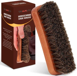 Shoe Brush 100% Genuine Horse Hair, Won't Scratch Leather (1 Piece) | Horsehair Shoe Shine, Buff & Polish Brush for Boots, Dress Shoes, Bags, Belts & Furniture, Concave Wood Handle Shoe Brush 100% Genuine Horse Hair, Won't Scratch Leather (1 Piece) | Horsehair Shoe Shine, Buff & Polish Brush for Boots, Dress Shoes, Bags, Belts & Furniture, Concave Wood Handle