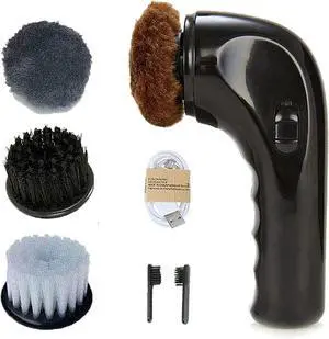 Electric Shoe Polisher, Cordless Shoe Shine Kit - Portable Leather Care Brush & Dust Cleaner for Shoes, Boots, Bags, Sofa (Black) Electric Shoe Polisher, Cordless Shoe Shine Kit - Portable Leather Care Brush & Dust Cleaner for Shoes, Boots, Bags, Sofa (Black)