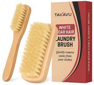 Laundry Brush Set, Soft Boar Bristle and Compact Wood Handle | Gentle on Delicate Fabrics, Stain Scrub Brush for Clothes, Delicate Knits, Washable Spot & Garment Care Cleaner Laundry Brush Set, Soft Boar Bristle and Compact Wood Handle | Gentle on Delicate Fabrics, Stain Scrub Brush for Clothes, Delicate Knits, Washable Spot & Garment Care Cleaner
