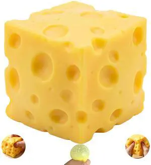 Cheese Squishy Fidget Toy for Office, Travel, Classroom , ADHD Relief (H1) | Big cheese squishy jumbo ball for stress relief & calm. Sensory food fidget toy. Desk decor for anxiety Cheese Squishy Fidget Toy for Office, Travel, Classroom , ADHD Relief (H1) | Big cheese squishy jumbo ball for stress relief & calm. Sensory food fidget toy. Desk decor for anxiety