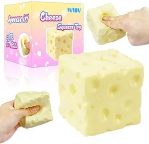 Yellow Cheese Squeeze Toy, Non-Rebounding Soft Cheese Squishy Toy, 2.76 Inches, Sensory, Help for Relax & Focus, Soft Flexible Elastic Rubber Sensory Cheese for Kids & Adults, Stress Balls for Adults Yellow Cheese Squeeze Toy, Non-Rebounding Soft Cheese Squishy Toy, 2.76 Inches, Sensory, Help for Relax & Focus, Soft Flexible Elastic Rubber Sensory Cheese for Kids & Adults, Stress Balls for Adults