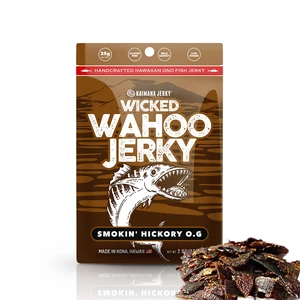 Wahoo Ono Fish Jerky - Organic, Gourmet Smoked Fish Strips, Rich in Omega-3 & Protein, Low-Calorie, Low Sodium & Sugar - Smoky Umami Flavor - 2oz Bag Wahoo Ono Fish Jerky - Organic, Gourmet Smoked Fish Strips, Rich in Omega-3 & Protein, Low-Calorie, Low Sodium & Sugar - Smoky Umami Flavor - 2oz Bag