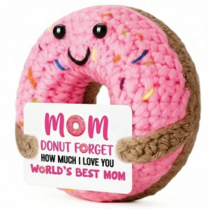 Handmade Crochet Donut Plush for Mom Sweet Emotional Support Gift for Mother, Heartwarming Birthday, Unique Home Desk Decor (Pink) Handmade Crochet Donut Plush for Mom Sweet Emotional Support Gift for Mother, Heartwarming Birthday, Unique Home Desk Decor (Pink)