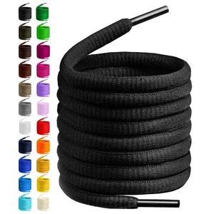 Oval Shoelaces 27 Colors Half Round 1/4" Shoe Laces 4 Different Lengths (45.5" (115cm) - L, Black) Oval Shoelaces 27 Colors Half Round 1/4" Shoe Laces 4 Different Lengths (45.5" (115cm) - L, Black)