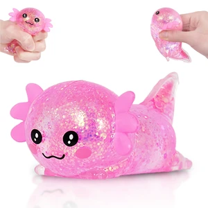 Lying Axolotl Squishy Toy, Glitter Slow Rising Squeeze Toy | Maltose filled TPR stress relief fidget toy. Cute transparent handheld desk pet sensory toys for kids age 3+ & adults. Lying Axolotl Squishy Toy, Glitter Slow Rising Squeeze Toy | Maltose filled TPR stress relief fidget toy. Cute transparent handheld desk pet sensory toys for kids age 3+ & adults.