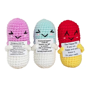 Emotional Support Crochet Pill Capsule Ornament Happy Chill Positive Crochet Pill Decor Desk Home Hospital Handmade Gift Men Women Patients JDYWAQ-JN p+b+r Emotional Support Crochet Pill Capsule Ornament Happy Chill Positive Crochet Pill Decor Desk Home Hospital Handmade Gift Men Women Patients JDYWAQ-JN p+b+r